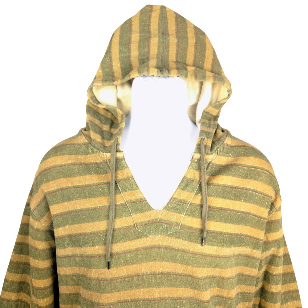 Gramicci Striped Hoodie Pullover Mens Size Medium Organic Cotton Hemp Blend‎